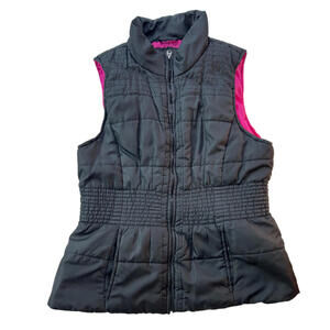 Outer Edge Aeropostale Women's Black Pink Puffer Vest XL Polyester